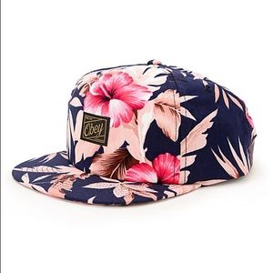 Obey Navy and Pink Floral Snapback Hat